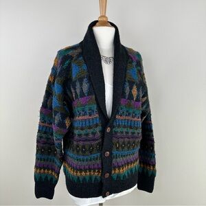 Boston Traders Vintage Hand Knit Colorful Cardigan Sz M